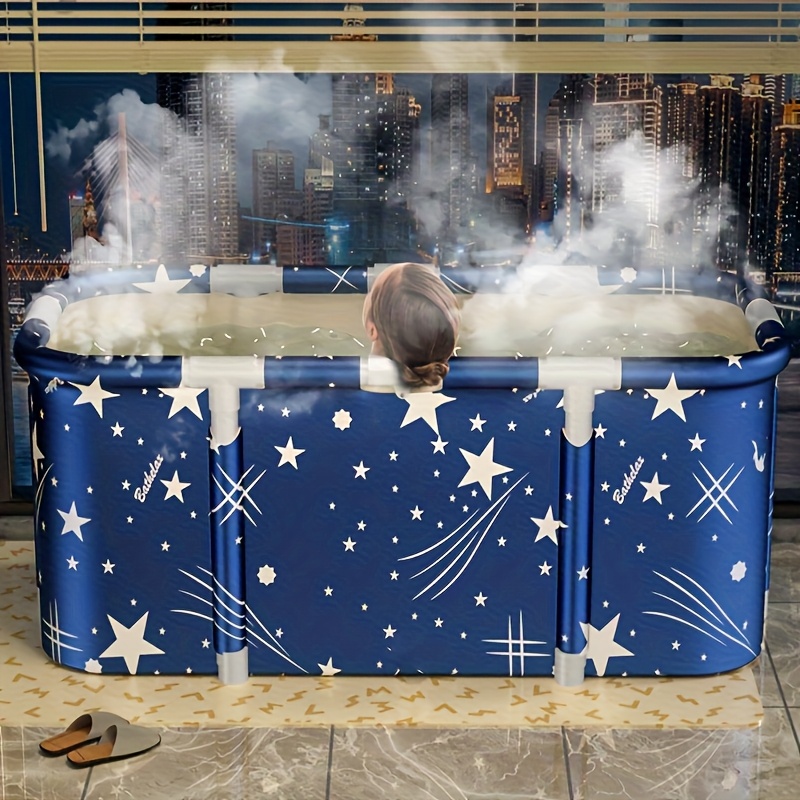 109.98cm wide large foldable bathtub - adult portable ice water bathtub, suitable for home, outdoor and gym, supports cold and hot baths, no installation required, quick opening, reinforced frame, Christmas presents