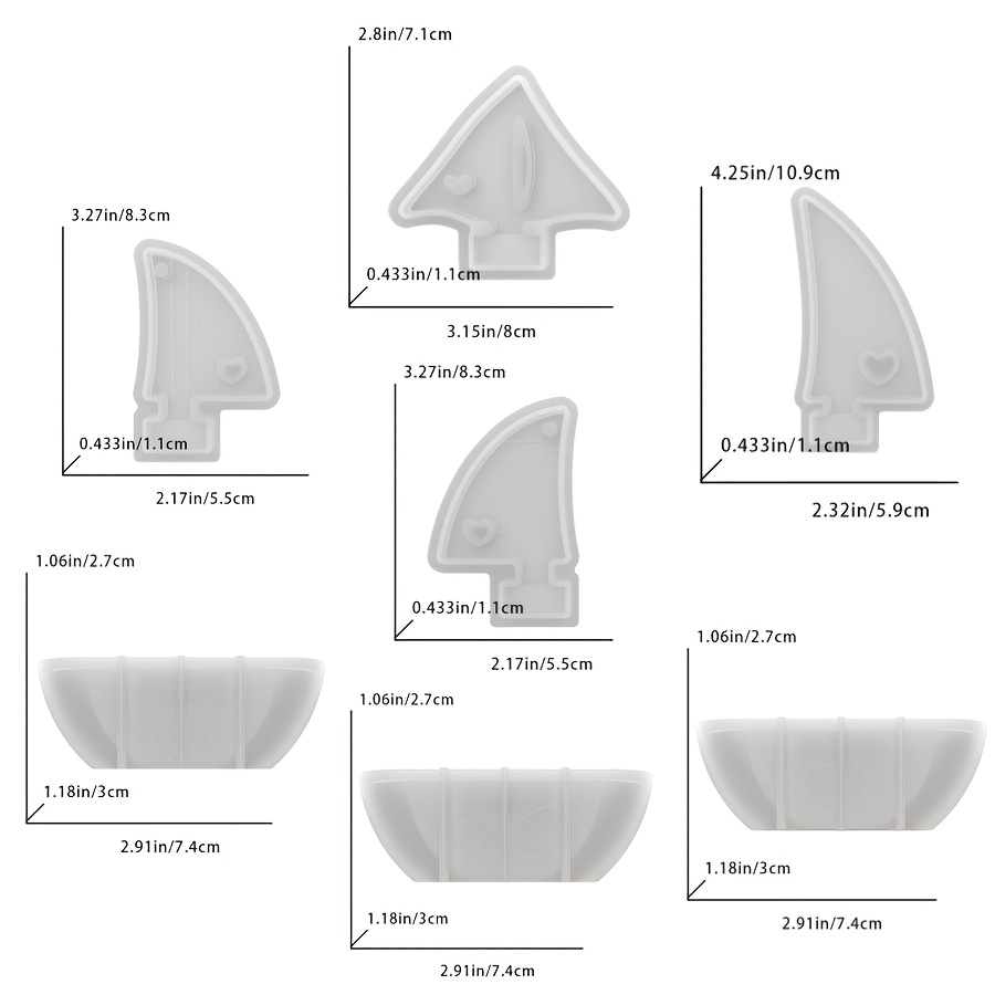 E-shop 7-teiliges Ton- Silikonformen-Set – Silikon-Bootsmodell – Kompatibel mit verschiedenen Segeln – Bausteine – - Kranzformen
