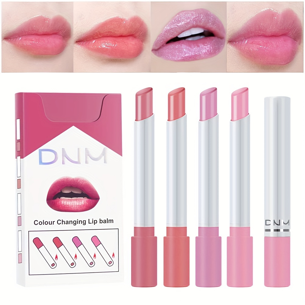 

4pcs/set Of Mini Color Changing Lip Balm, Pink Tinted Lipstick, Moisturizing Lip Care Lip Gloss, Long-lasting Hydration, Shimmer Finish, Gift Set, Ideal Gifts For Women