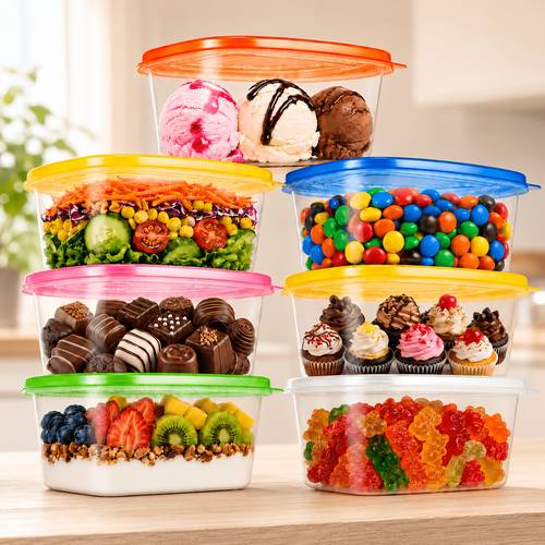 set de 14 recipiente pentru depozitarea alimentelor (7 cutii + 7 capace în culori aleatorii), organizator stivuit, recipiente reutilizabile pentru bucătărie pentru , carne, fructe, legume, pentru microunde și mașină de spălat vase