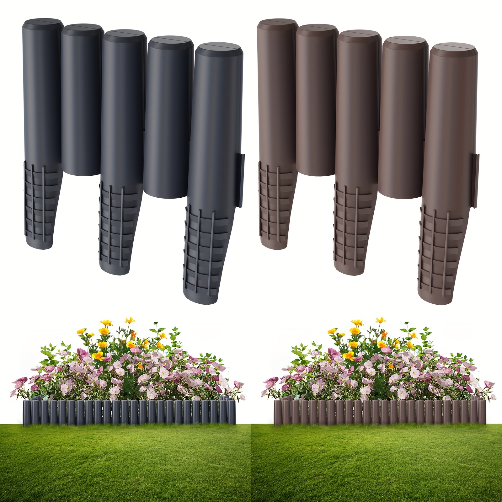 

Lawn Edging Plastic Wood Effect Flower Bed Edging 2.8 M/ 5.6m/ 8.4m Garden Border Garden Fence Mowing Edge Flower Bed Border Palisade Flower Bed Garden Decorative, Brown/ Anthracite