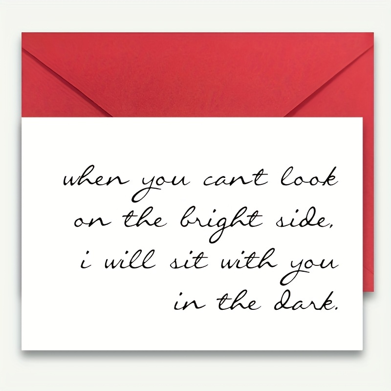 TEMU 1pc "walking Through " Self-sealing Motivational Card With Envelope Suitable For Birthdays, Anniversaries, Sympathy Gifts - Minimalist Black