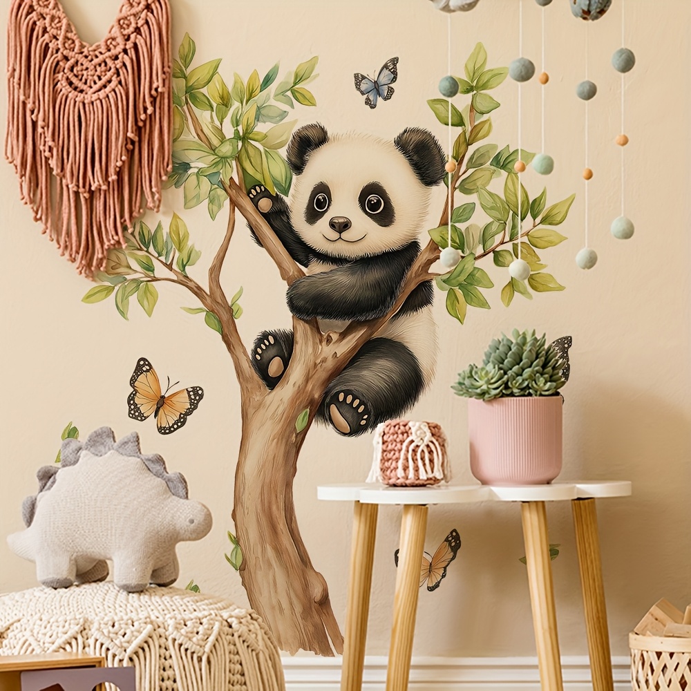 Self-adhesive Removable Panda & Tree Wall - Bohemian Fantasy Vinyl Decal With Cute Panda & Trees, And Stick For Room, /ceiling ( Without)