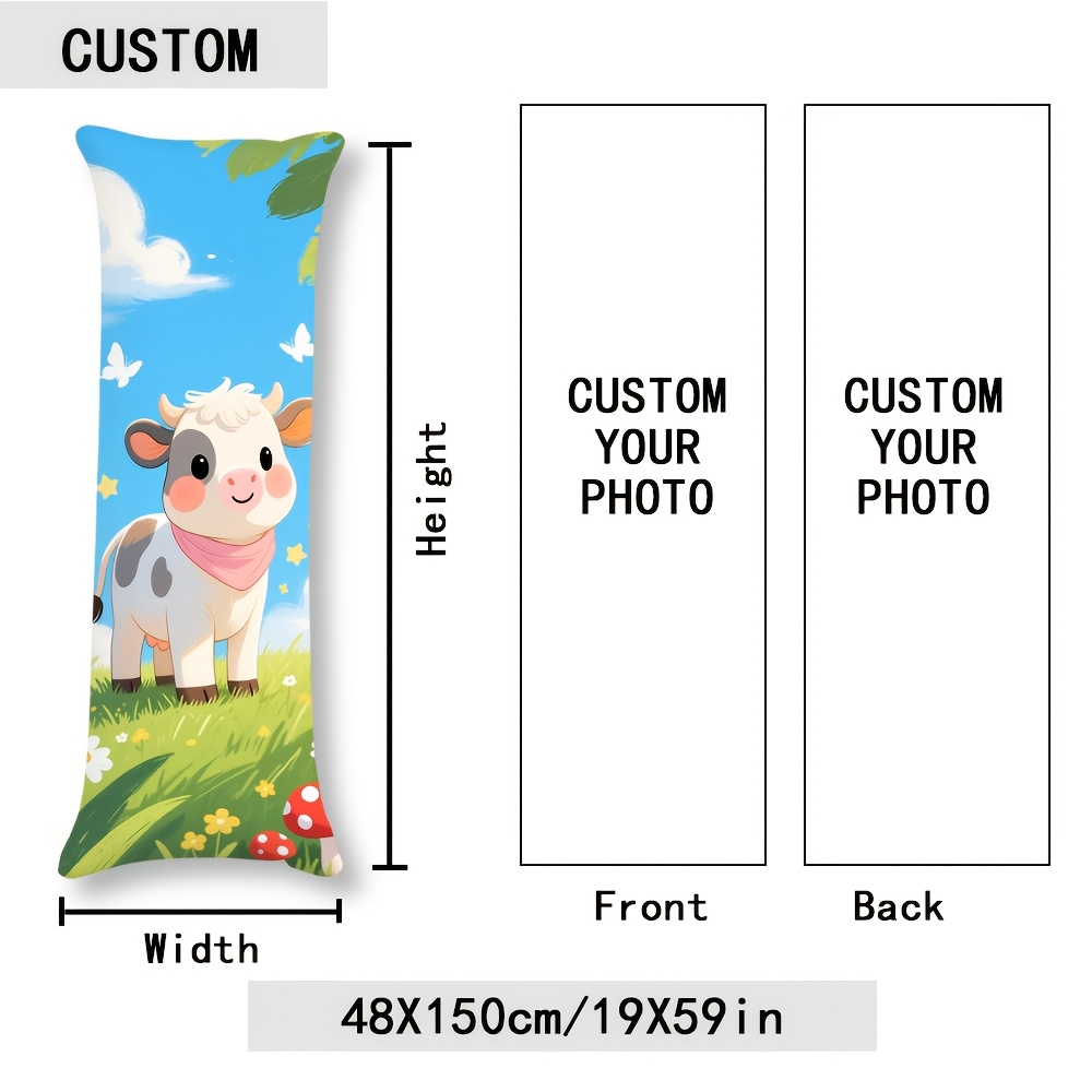 TEMU Customizable 1pc Photo And Text Long Pillowcase, Life-sized Body Pillow Cover, Suitable For Home Decor, Couples, Holiday Parties, Bedrooms,