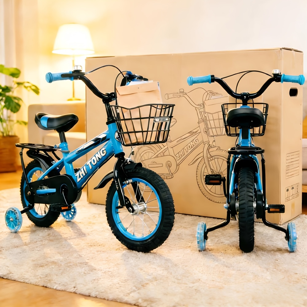 Image of Lixada 14/16 Inch Kids' Bike With Adjustable Height, Removable Basket, And Training Wheels