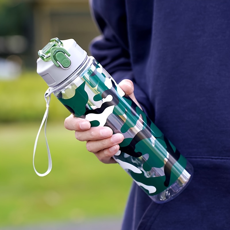 Image of 1pc 26oz (. 750ml) Outdoor Sports Water Bottle, Camouflage Style Theme Print, Suitable For Outdoor Activities, Running, Fitness, Riding