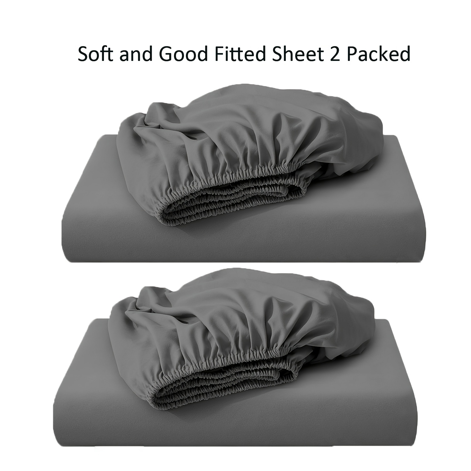 2pcs Single Fitted Sheets, 1800 Ultrafine Fiber Dark Gray Fitted Sheets With 12-inch Deep Pockets, Soft And Breathable Sheets