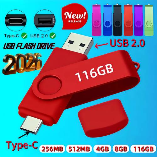 item picture 360 degree rotation 2 in 1 usb flash drive capacity 116gb 8gb 4gb 512mb 256mb usb and type c suitable for smartphones computers rotating connector design portable in multiple colors