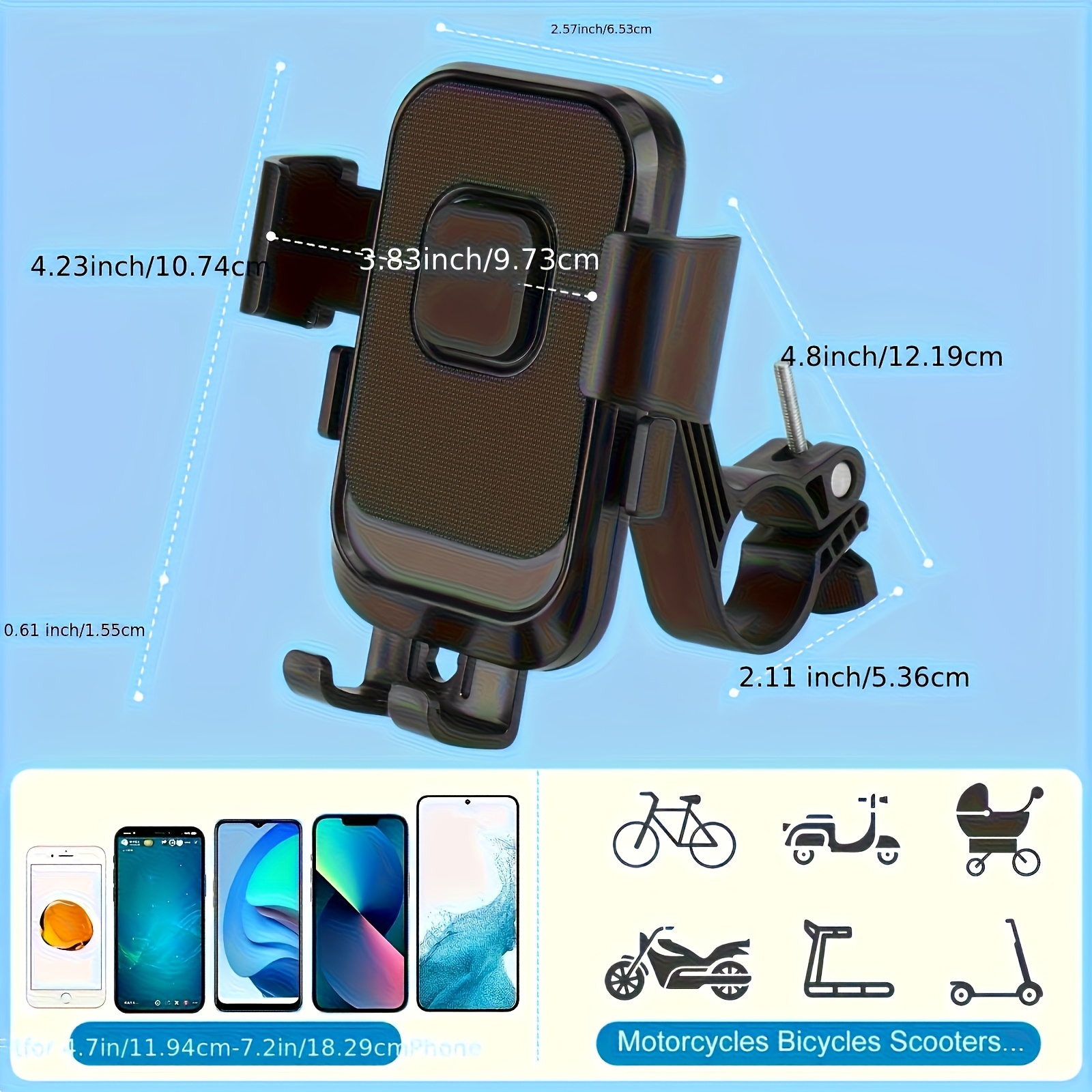 Motorcycle Phone Mount/[1s Auto Lock] Bike Phone Holder for Bicycle/[10s Quick Install] Handlebar Phone Mount/Compatible with iPhone, Samsung, All Cell Phone