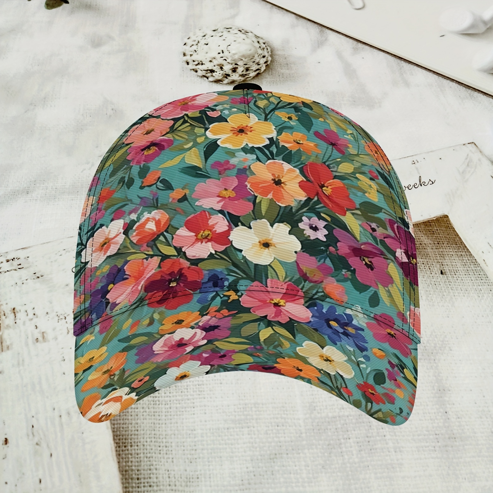 TEMU Gorra de béisbol unisex y transpirable con diseño floral, con visera ajustable. Sombrero para ideal para actividades al aire libre, deportes y