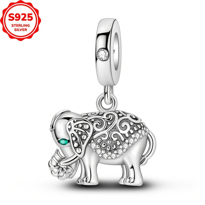 

S925 Argent Sterling Vintage Charme Floral Éléphant, Bijoux DIY de Luxe Léger de 4g, Accessoire Bracelet de 3mm, Cadeau Idéal de la Saint-Valentin/Anniversaire pour Sa Petite