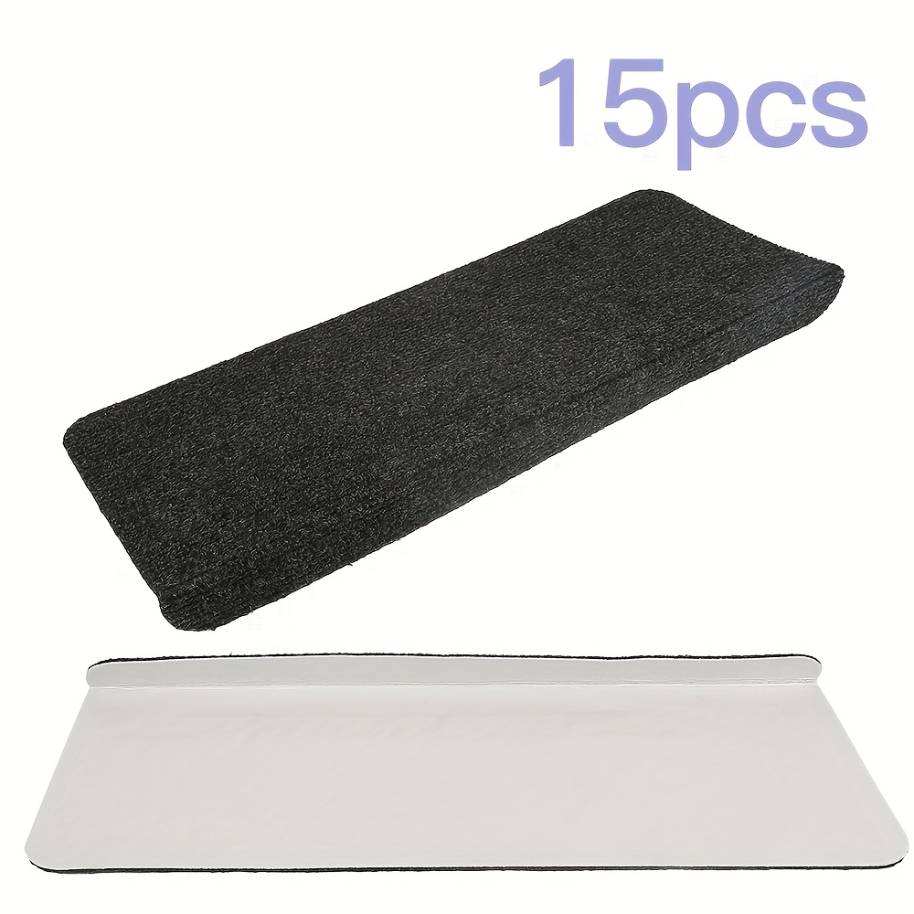E-shop Set mit 15 Treppenstufen, rutschfeste Sicherheitsmatten aus Nadelgestrick-Polyester, selbstklebend, Größe 65 x 25 cm, in Schwarz