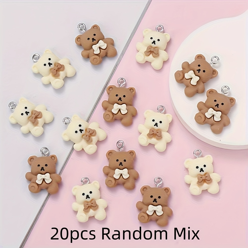 Image of 20pcs Random Mix New High-quality Fashion Exquisite Mixed Resin Bow Bear Jewelry, Suitable For Earrings, Bracelets, Phone Chains, Necklace Pendants And Bag Charms, Etc. Gift For