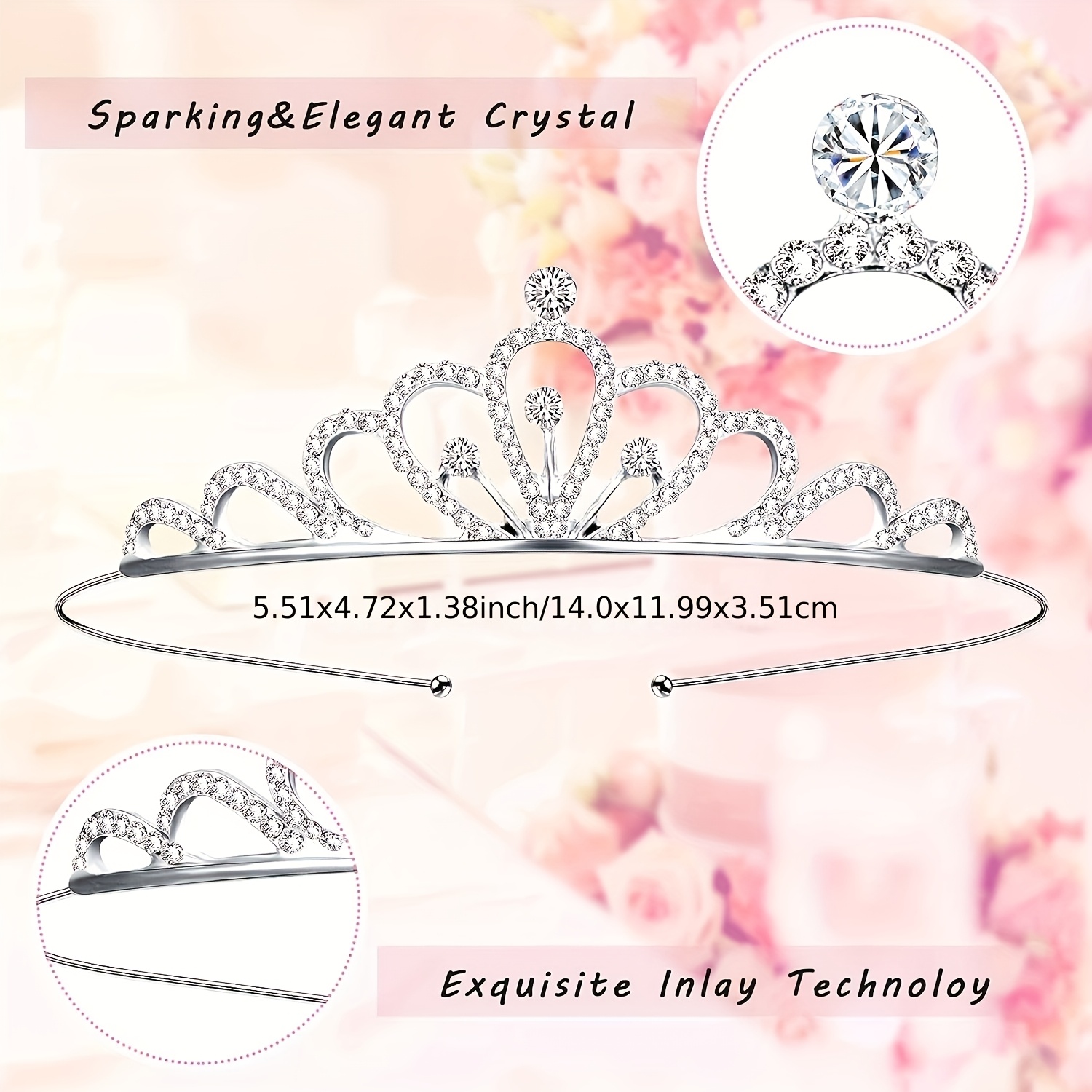 TEMU 6pcs Crowns For Women, Headband For Women, Crystal Crowns, Bridal Wedding Headband, Headpiece, Birthday/ Prom/ Pageant/ Party Hair Accessories,
