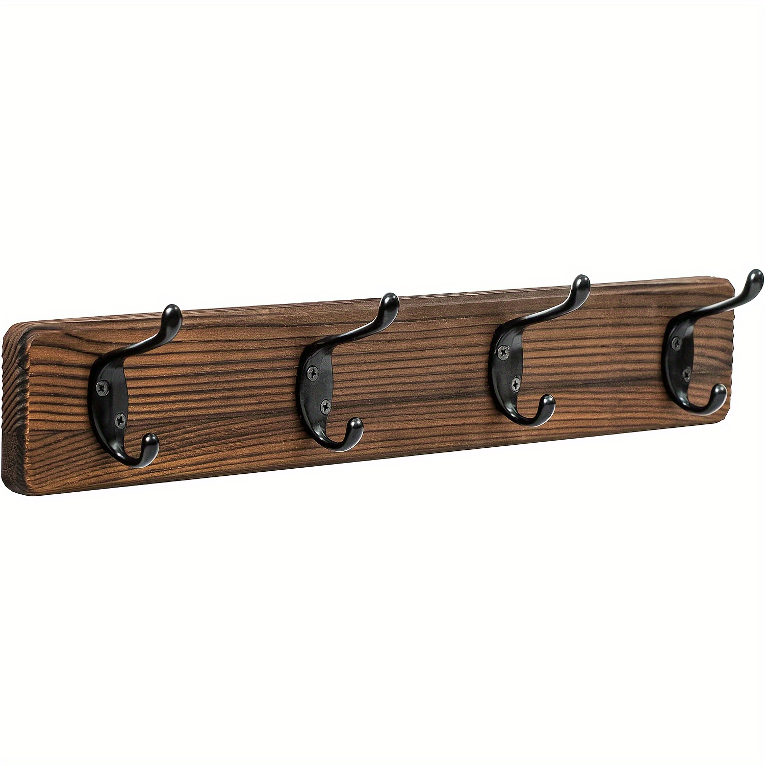 

Wall Mounted Coat Rack - Metal Coat Hooks Hanger With Pine Solid Wood Board, 4 Black Literary Rustic Hooks Rail Wall Mount For Hanging Coats, Clothes, Bags, Hat, Towel