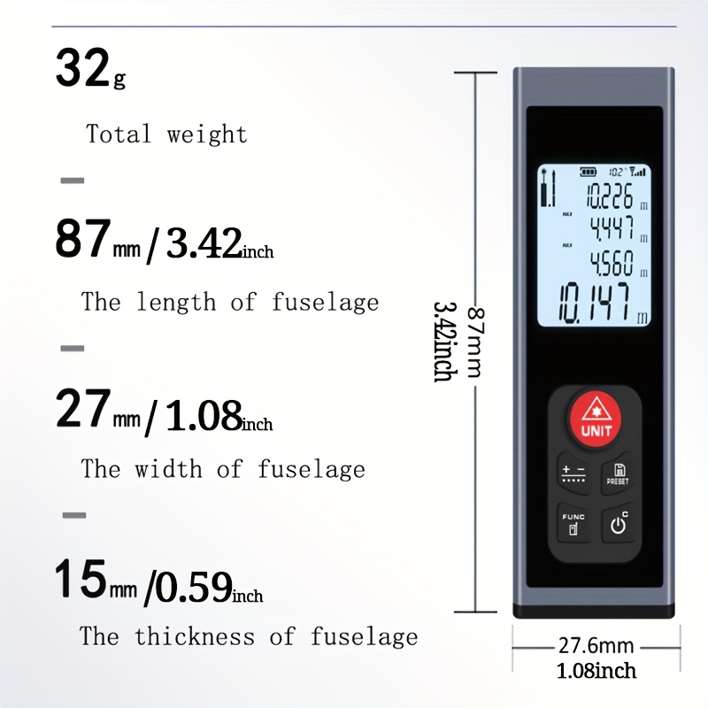 laser   rangefinder measuring tape laser subway rangefinder aluminum alloy shell usb charging supports pythagorean mode some distances have angle function laser distance 131ft 196ft 262ft 328ft Product details 3