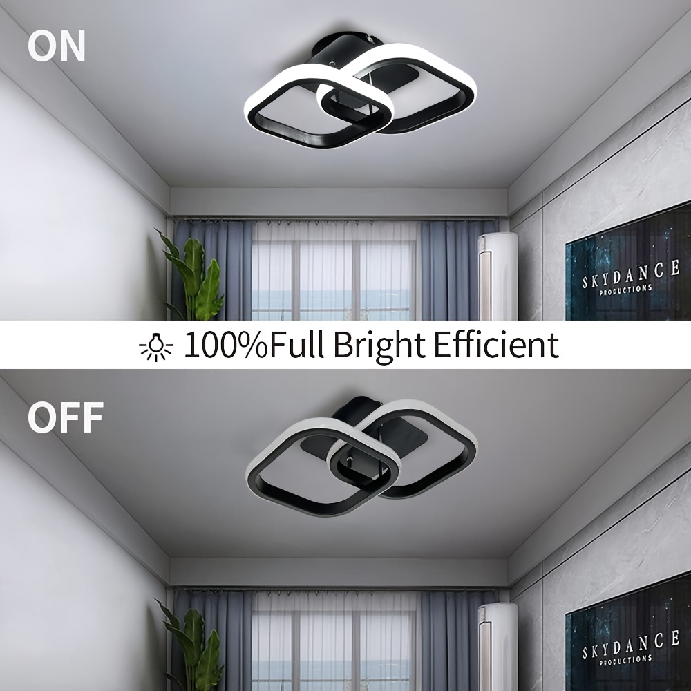 Modern Black White Square Ceiling Light with Adjustable Color Temperature