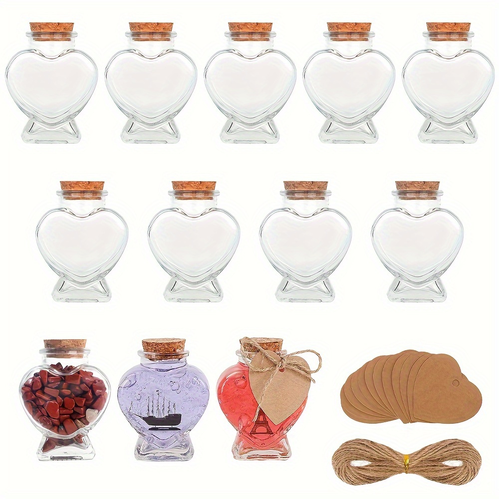 

Heart-shaped Glass Favor Bottles - 12pcs, 3oz Clear Jars With Cork & Labels For Weddings, Diy Crafts &