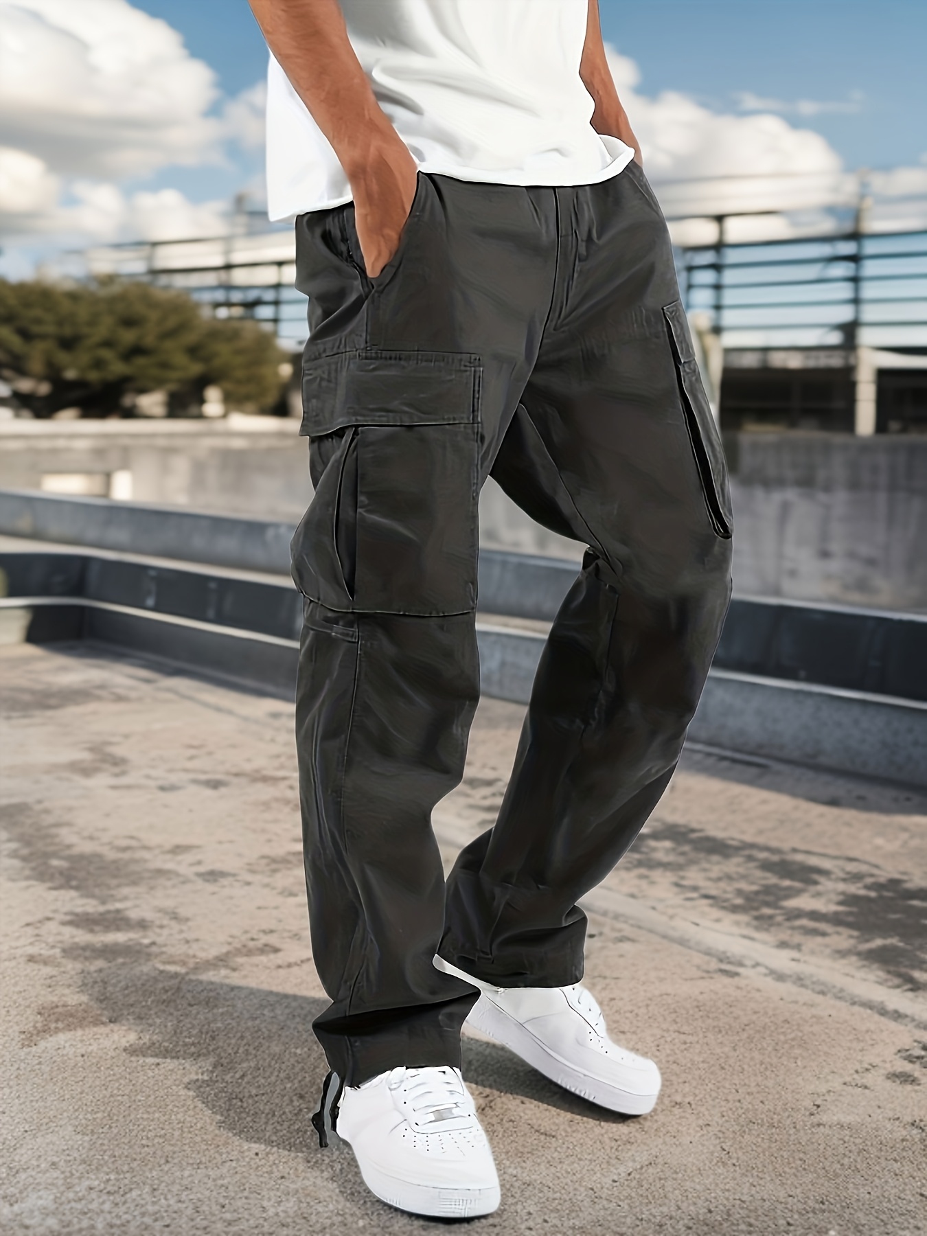 Botas de Carga Casuales para Hombre con Múltiples Bolsillos  Lavables en Máquina, Ideales para Exteriores, Correr y Uso