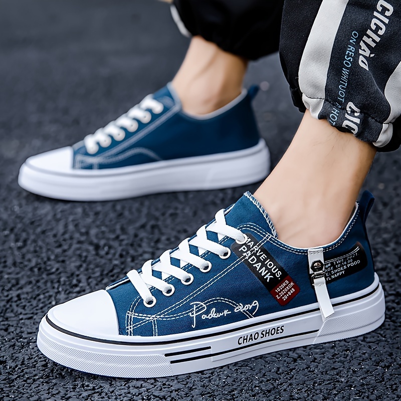 mens casual low top canvas sneakers breathable solid shoes with lace up closure fabric pvc sole eva insole round toe for details 1