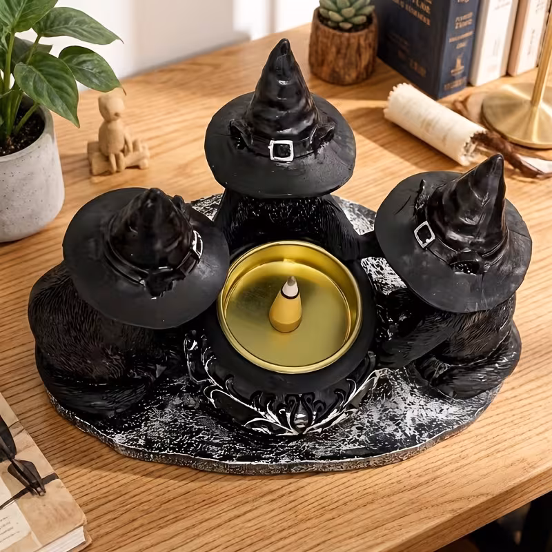 black cat incense holder resin ornament a unique decor piece suitable for and tea rooms durable and sturdy this festive incense holder is perfect for home decoration during holidays such as christmas Product details 1