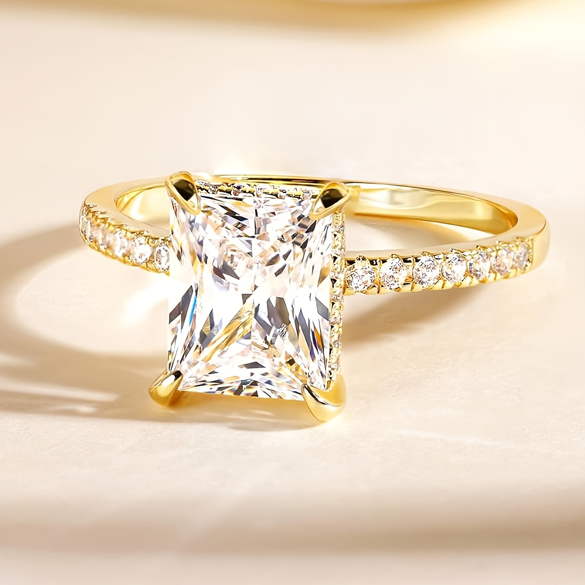 Women's Classic Rectangular Synthetic Zirconia Ring