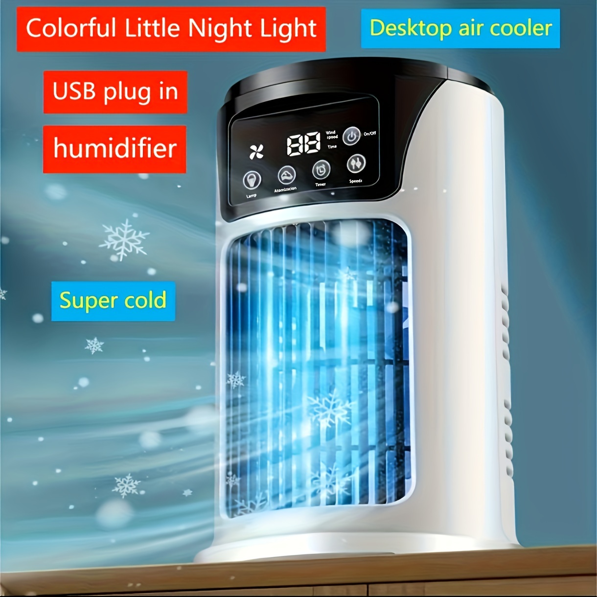 

1pc Portable Air Conditioner Humidifier Fan Usb Cooler Air Conditioner, 3-in-1 Function, Compact And Lightweight, Office Home Essential Cooler, Usb Portable Air Conditioner Usb Fan