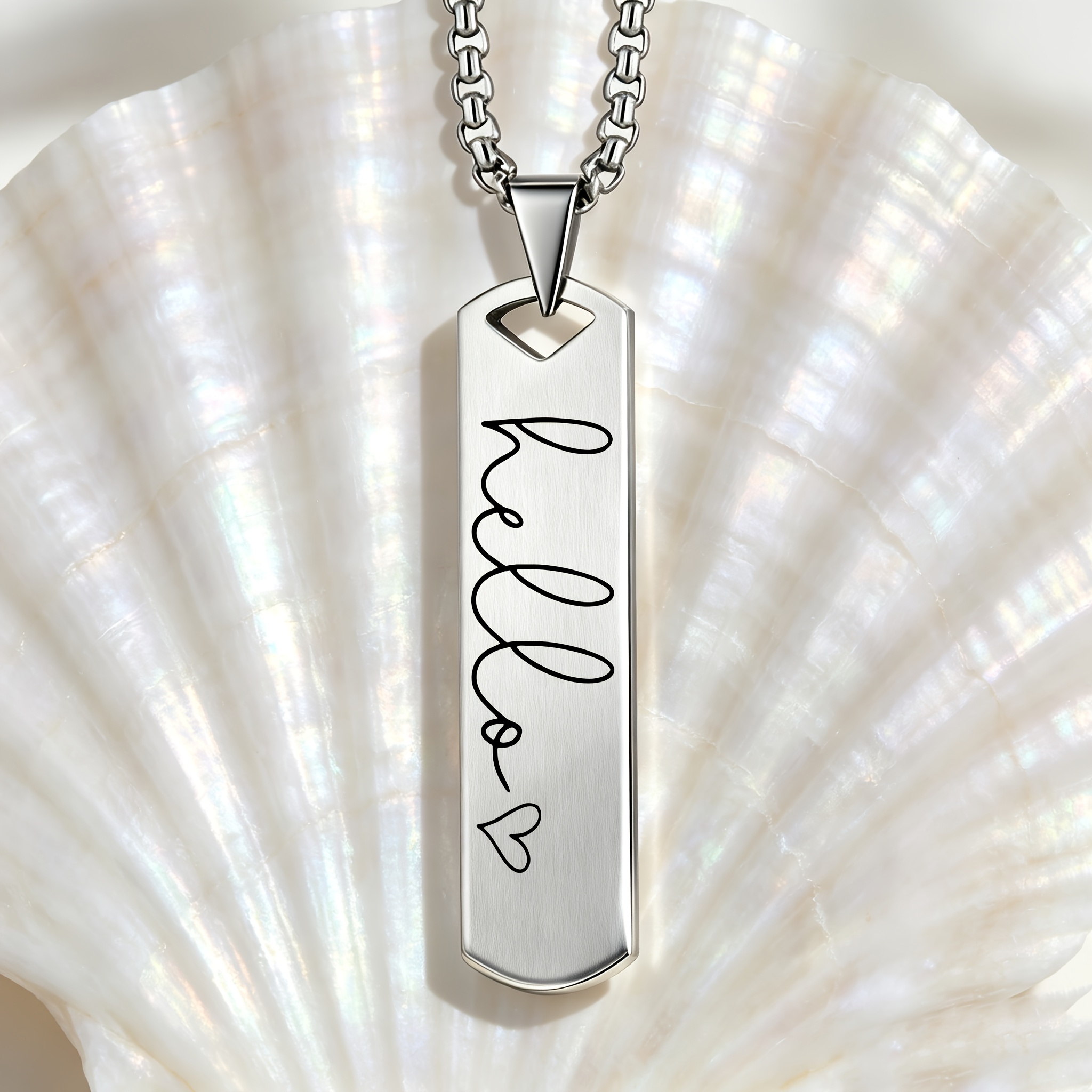 Women's Hello Font Design Pendant Necklace, Stylish Accessory