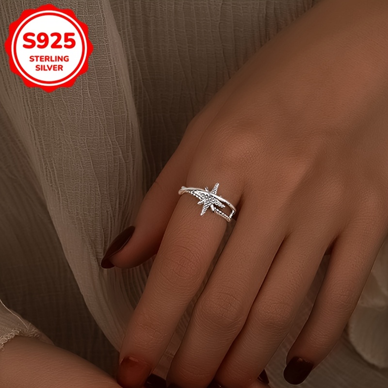 Vintage Double Layer Hollow Star Women's Ring - 925 Silver - 2.5g