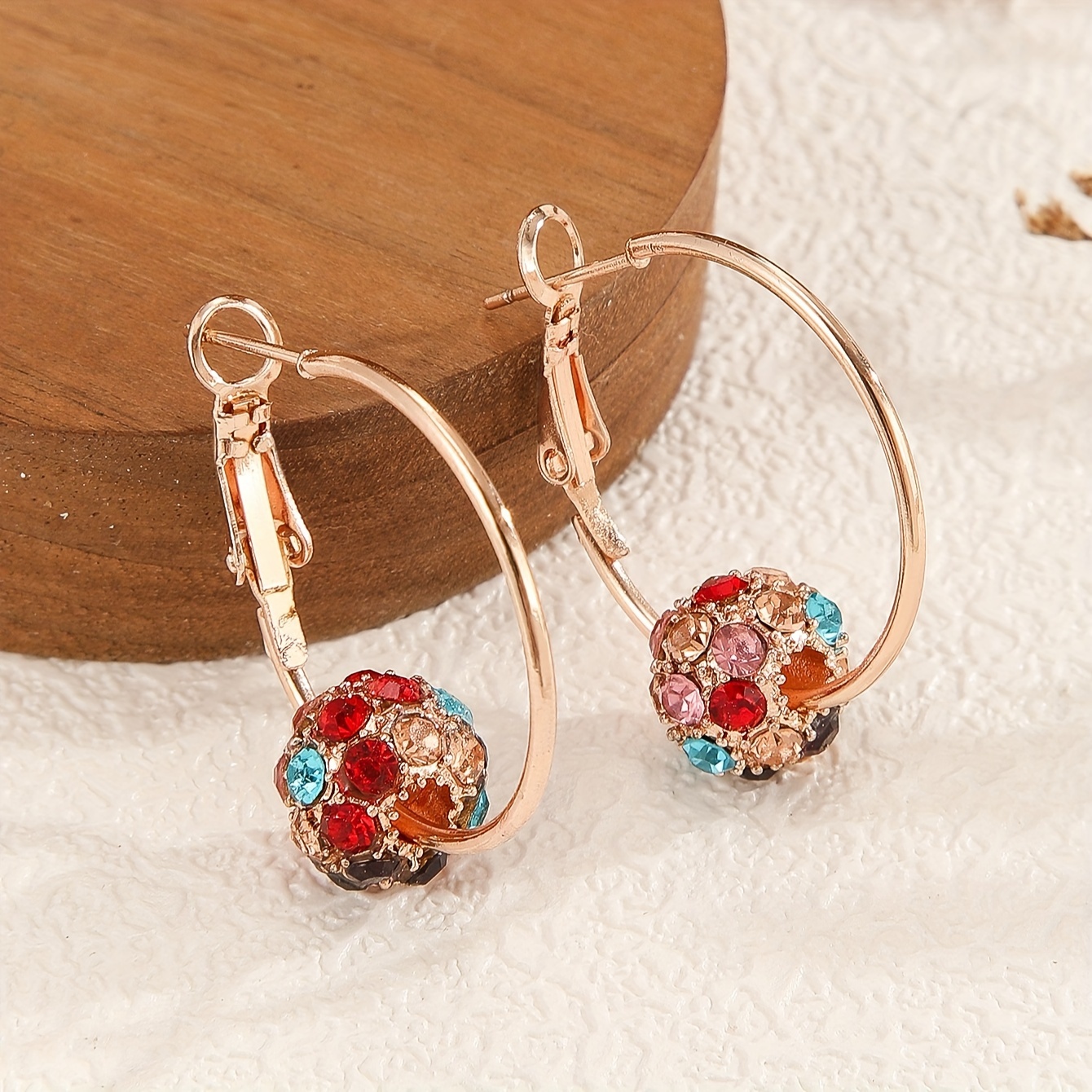 Colorful Rhinestone Round Earrings
