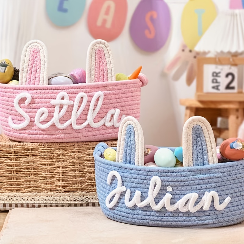 Customizable Name Text Storage Basket for Home