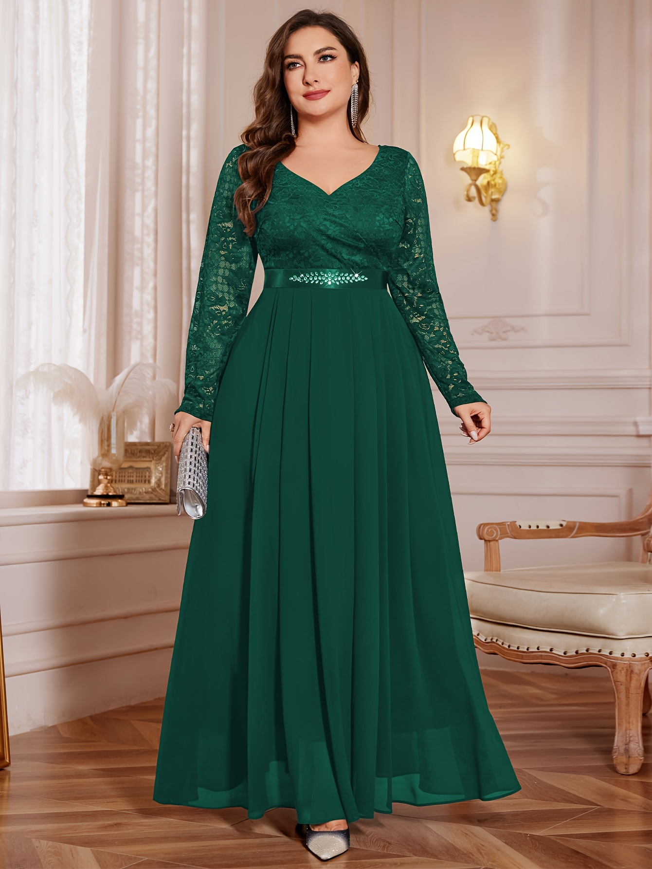 chinese dress ladies Ever-Pretty Plus Size Chiffon Long Sleeve Maxi Formal Dress main image 0