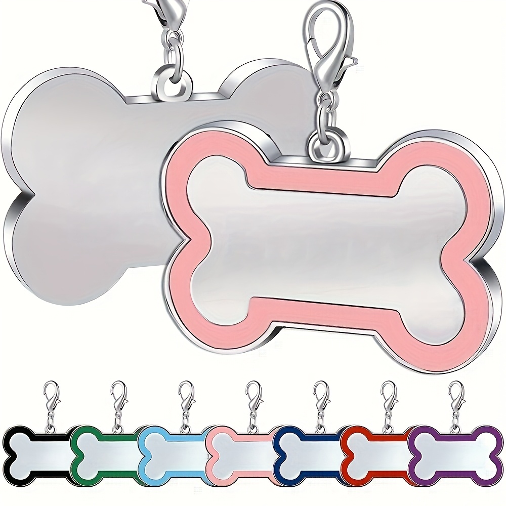 TEMU Personalized Alloy Uncharged Bone-shaped Pet Id Dog Tag, Custom Engraved With Name & Contact , For Dogs, With Gift For Pet Lovers
