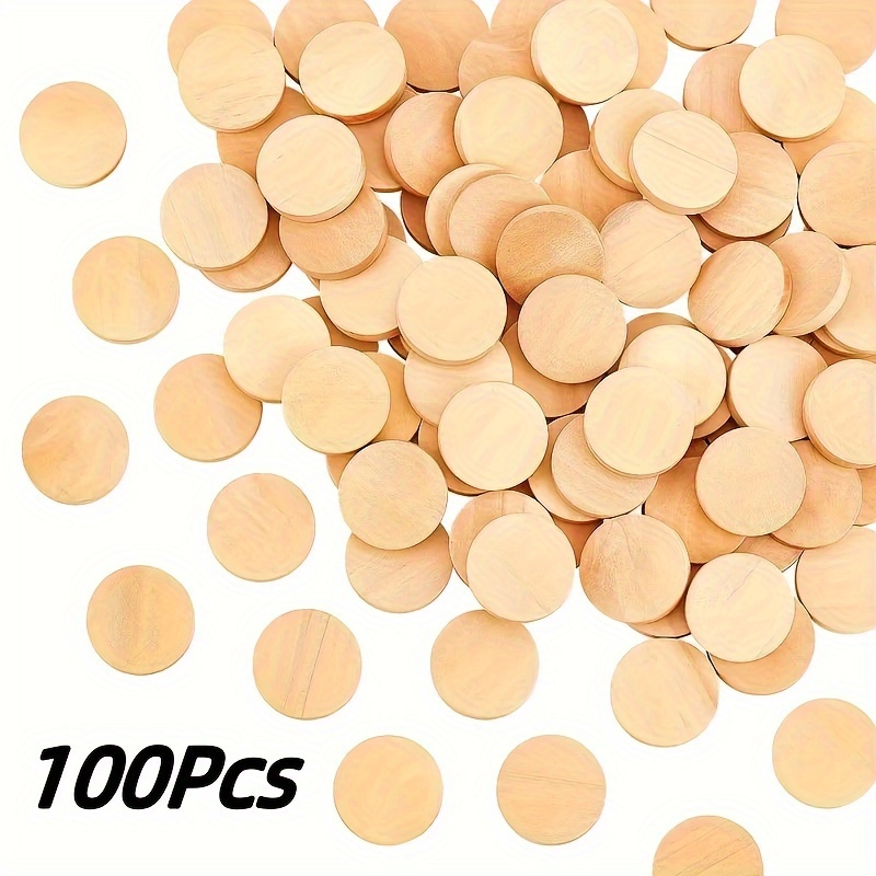 

100pcs Unfinished Wood Circles For Crafts - 2cm Contemporary Diy Blank Wooden Discs For Painting, Graffiti, Puzzles - Seasonal Decor For Christmas, Halloween, Easter, Thanksgiving - Craft Supplies