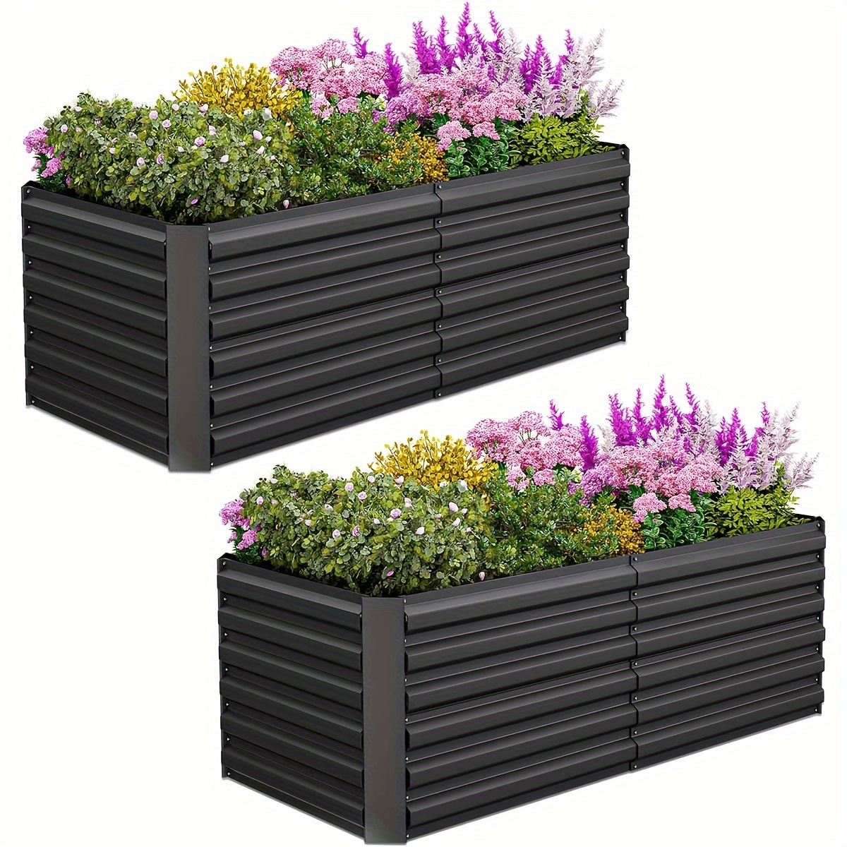

6x3x2 Ft Raised Garden Bed, Large Metal Planter Raised Beds, Planters For Outdoor Plants For Vegetables, Flowers, Herbs, Fruits, And Succulents.(2 Pcs)