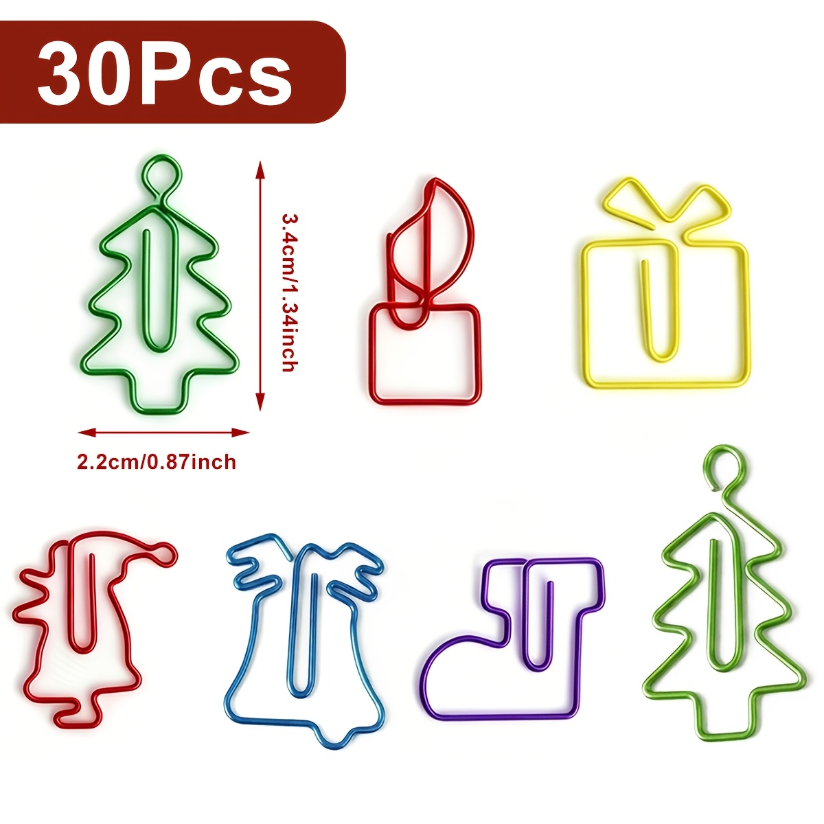 TEMU 30pcs, Christmas Colorful Paper Clips, Christmas Paperclips Bookmarks, Merry Christmas Party Decoration, Noel Navidad, New Year Party Supplies,