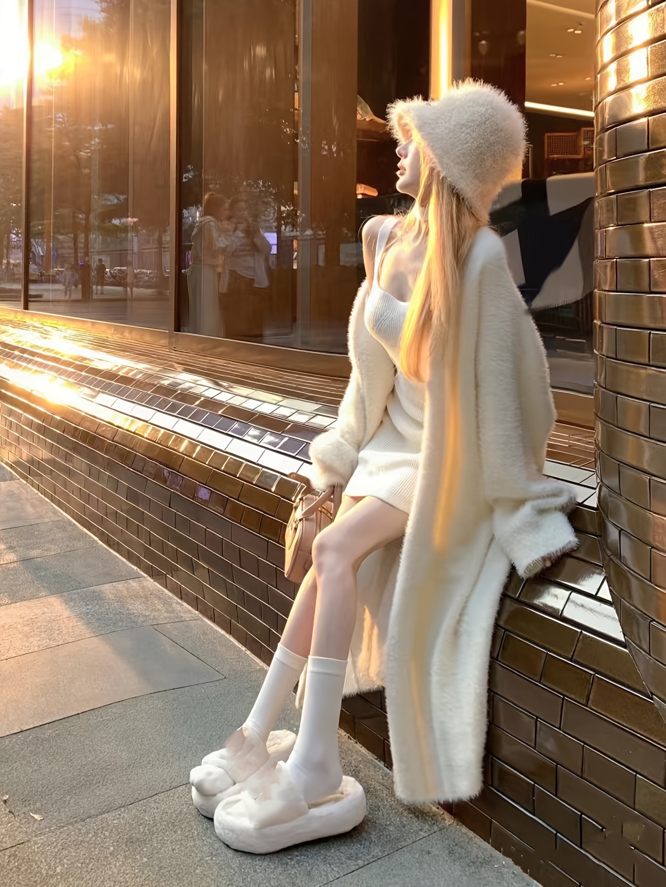 autumn winter lazy loose length lapel no button sweater - Temu