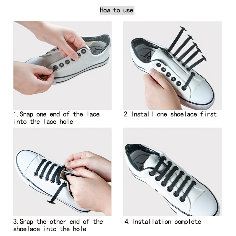[16pcs Elastic No-Tie Shoelaces] 16pcs Silicone No-Tie Shoelaces, Elastic Quick-Fit, Comfortable, Durable, Time-Saving Replacement Laces for Shoes