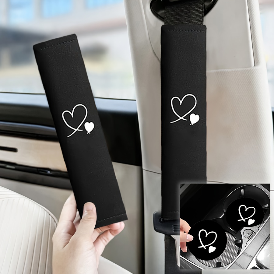 TEMU Juego de 4 almohadillas para el cinturón de seguridad del coche de - Cómodas y duraderas con posavasos de , adecuadas para conductores y todo el