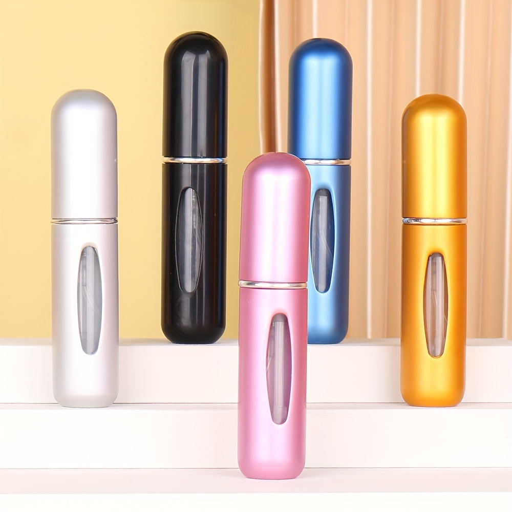 

5-pack 5ml Mini Refillable Perfume Atomizer Bottles, Portable Travel Spray Bottle Set, Metal Material, Bps Free, Unscented - Easy Refill & Reusable