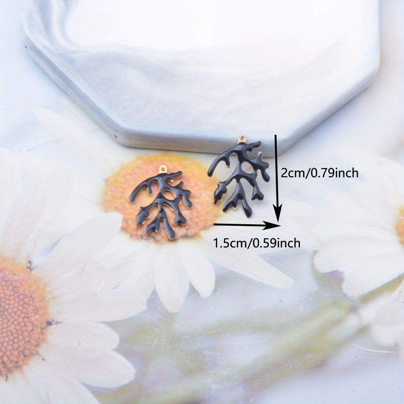 4pcs Copper Double-Sided Dripping Oil Coral Charms for Jewelry