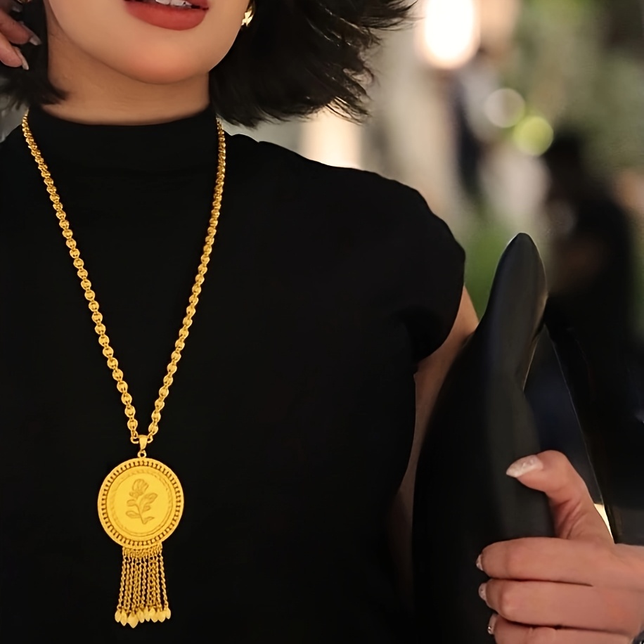 24K Plated Middle Eastern Ramadan Long Necklace for Women