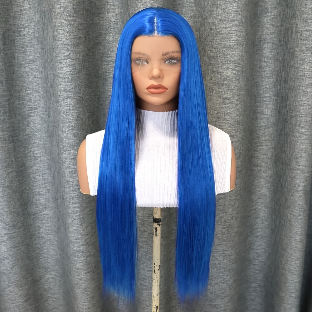 28inch good Blue Indigo Synthetic Lace Front Hair Wig