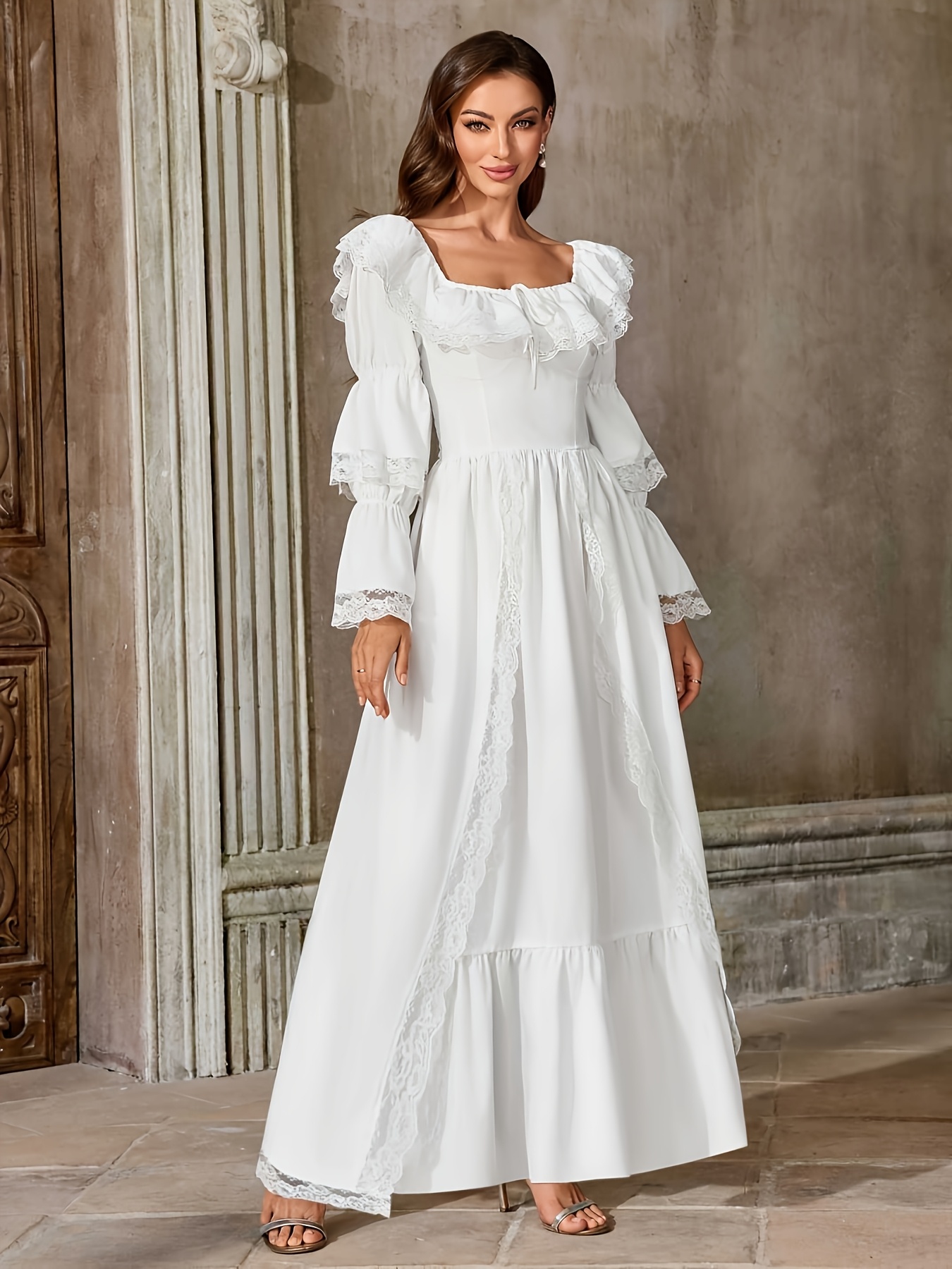 vintage victorian long dress square neckline - Temu Mauritius