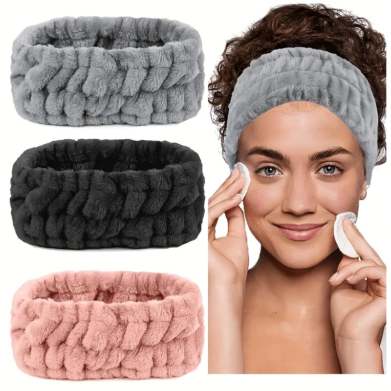 2pcs face washing hair ties womens makeup single loop coral hair cover   headband