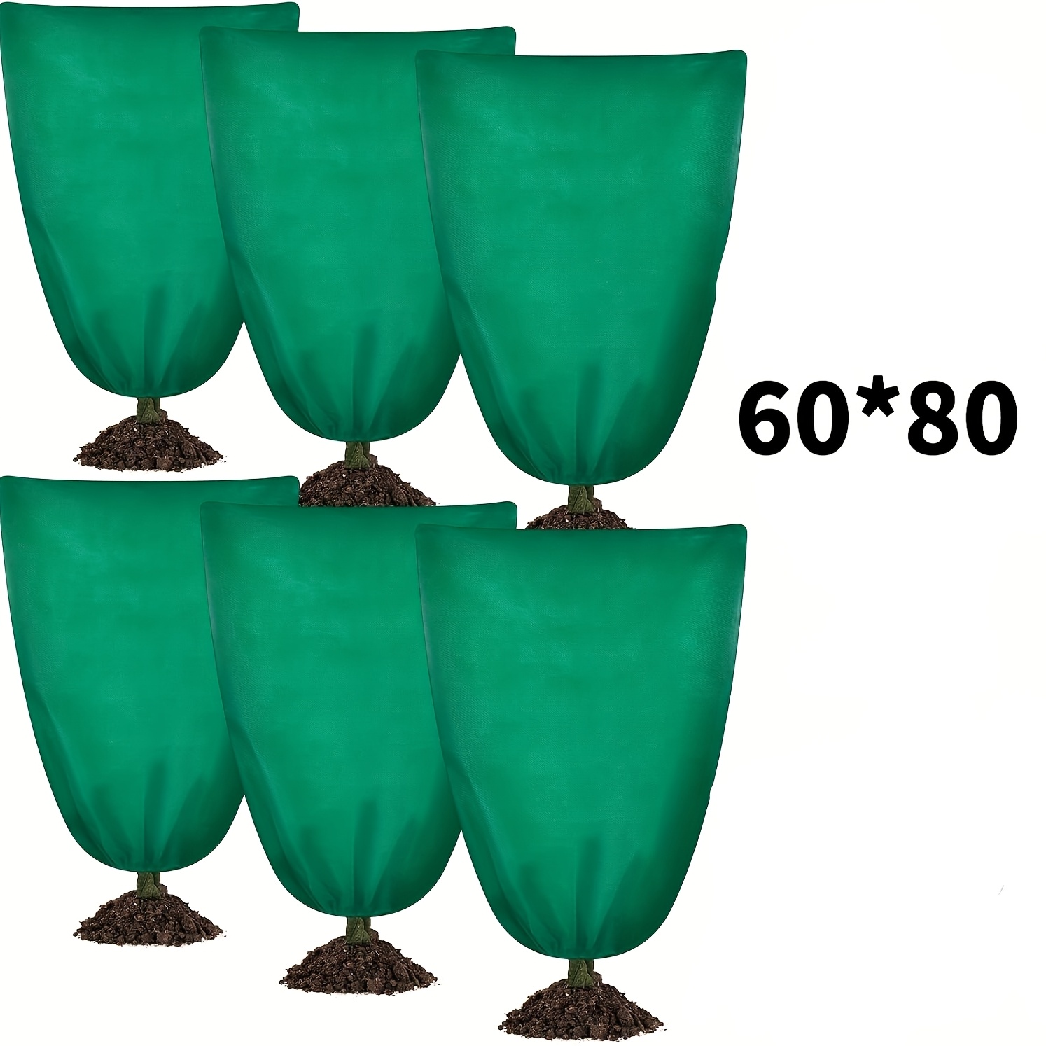 TEMU 6pcs Set Of Winter Plant Cold Protection Covers, Reusable Drawstring Plant Protection Bags, Warm Shrub Covers, Outdoor Garden Frost-resistant