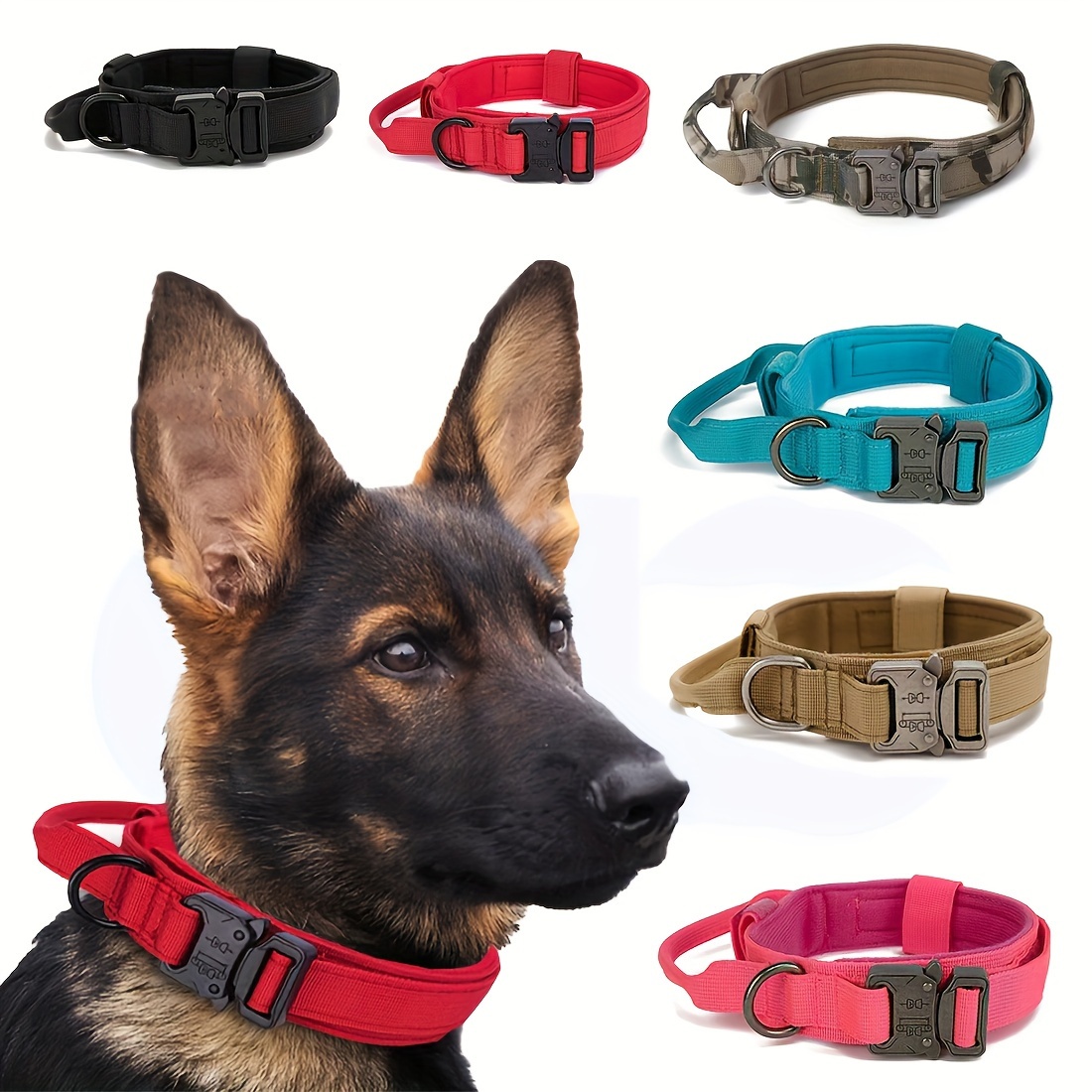 Taktisches Hundehalsband Mit Griff - Nylon, Verstellbar, Reflektierend, Für Große Hunde