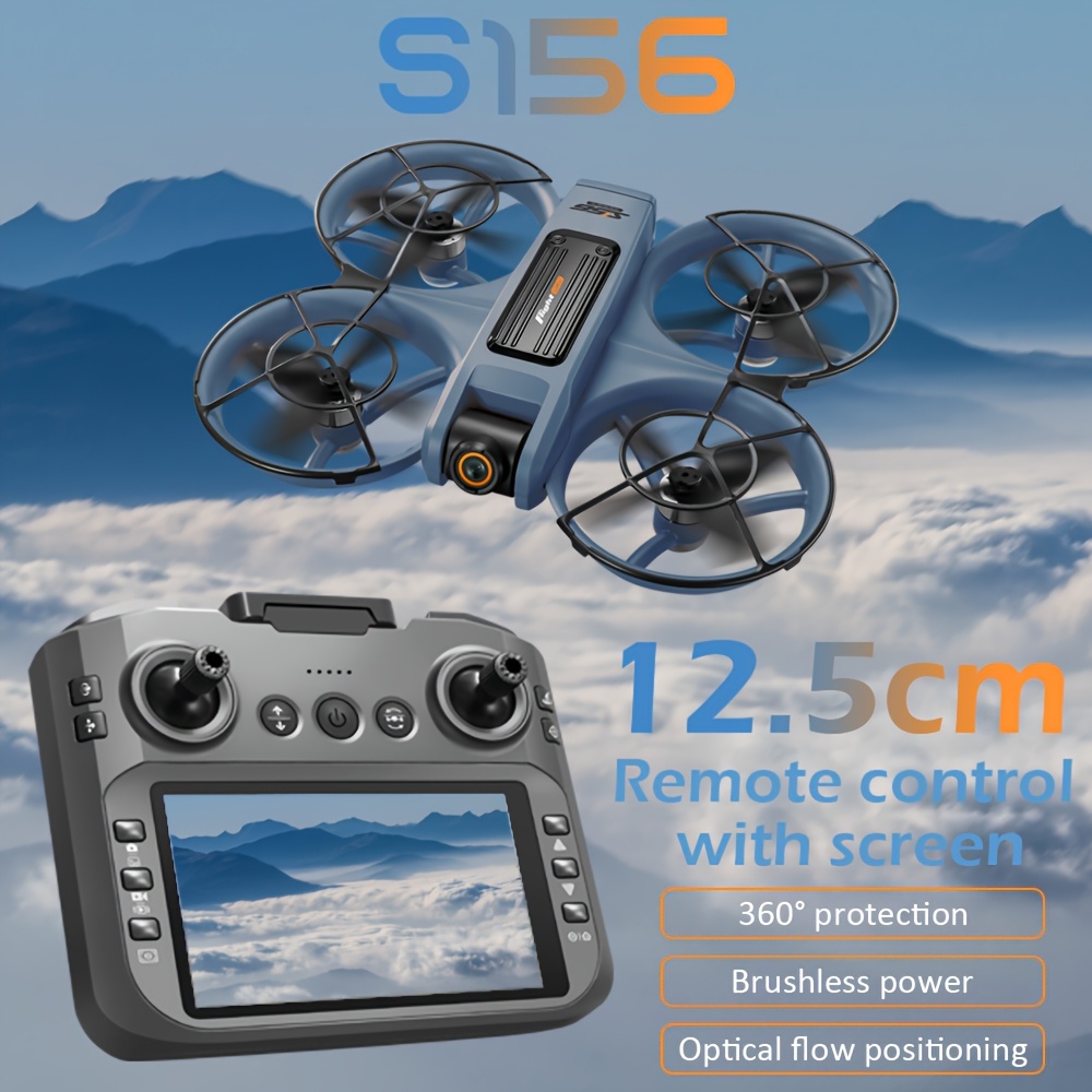 Ulepszony Dron S156 z Silnikiem Bezszczotkowym, Potężny Lot, Pozycjonowanie Optyczne & Ochrona Przed Kolizjami, FPV Quadcopter z Podwójną Kamerą, Tryb Headless, Kontrola Prędkości, LED Nocne Światła, Długi Czas Lotu – Idealny dla Początkujących, Fotografia Aerialna, Wyścigi, Kemping, Prezenty na Urodziny/Swięta – Kompatybilny z Pilotem z Dużym Ekranem, Sprzęt Campingowy, Elegancki Design, Zaawansowana Technologia, dla Miłośników Tech