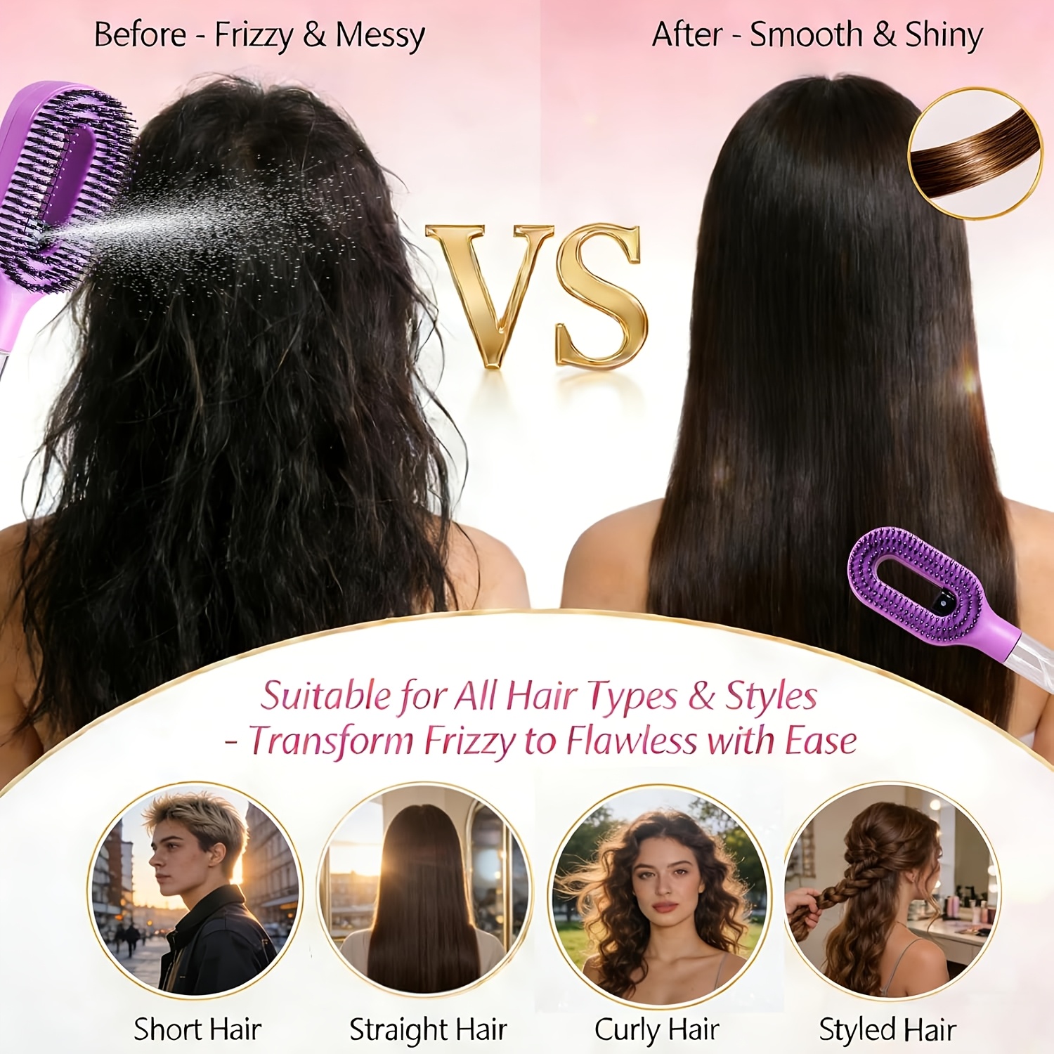 cepillo de pelo   - herramienta innovadora de spray y cepillado para peinar el cabello húmedo y   - cerdas anti-enredos, práctico reservorio de agua,   de usar para   de la   Detalles del producto 5