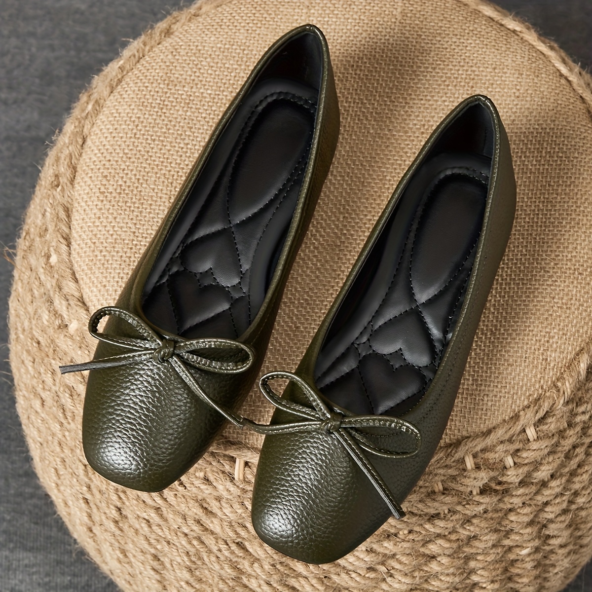 Elegant Olive Green Bowknot Mules for Women Comfortable Flat Sole Cover  Upper, Lightweight Versatile for Casual or Professional Wear